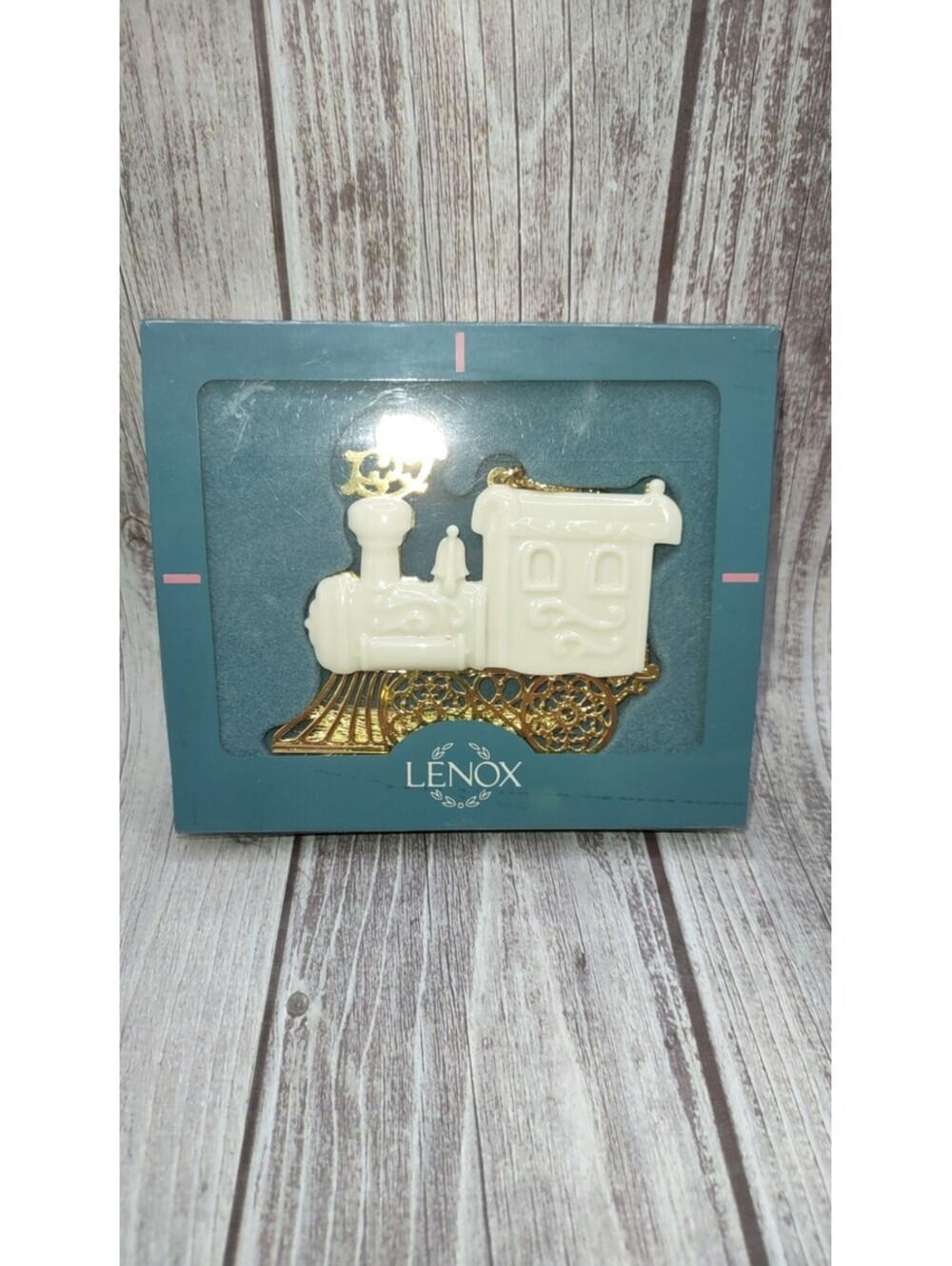 Lenox 1994 Bone China and Gold Train Engine Christmas Ornament